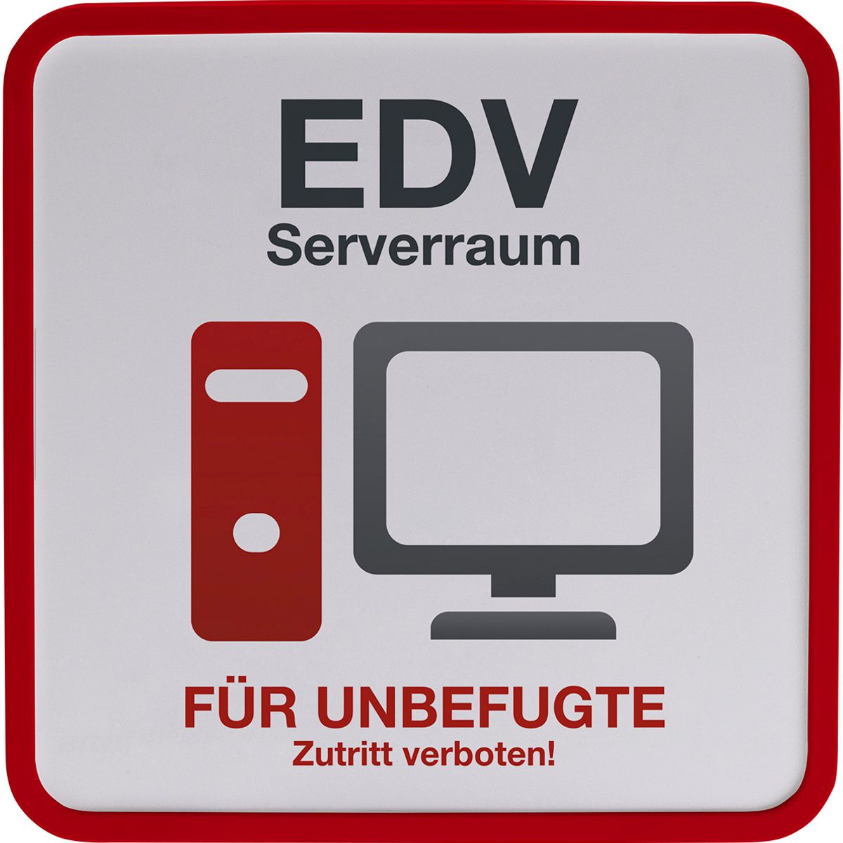 Türschild, Modell Maxi, 150 x 150 mm, inkl. Rahmen (Mittelrot)