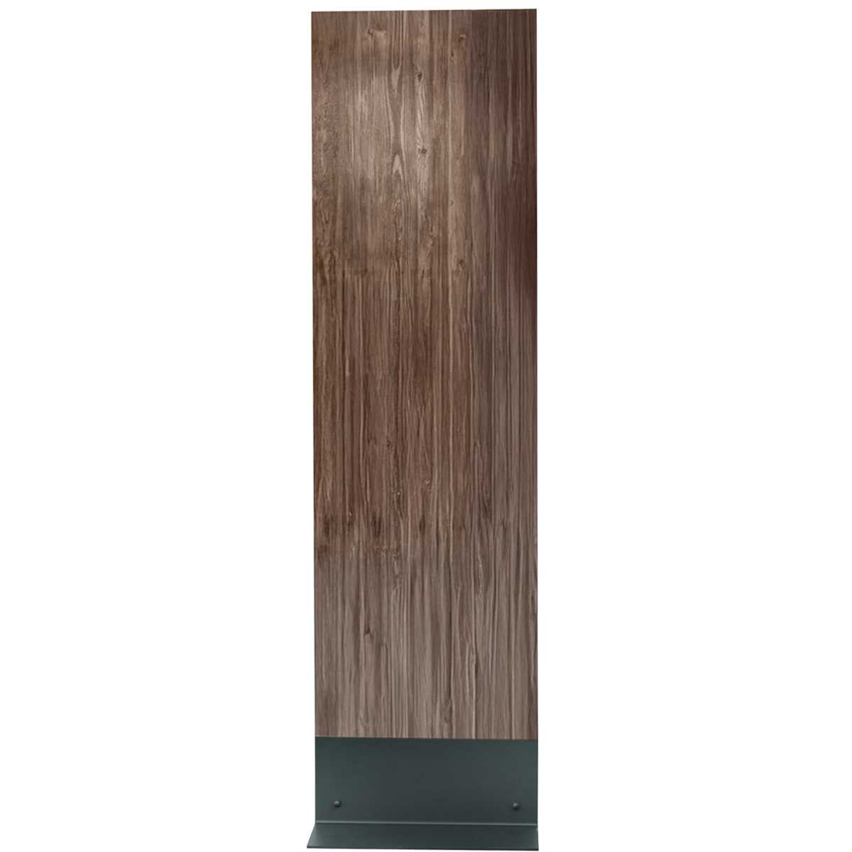 Innenaufsteller (Infostele), Modell LMH, mit Standfuß, 1.800 x 500 mm (H x B), Silber, Nussbaum