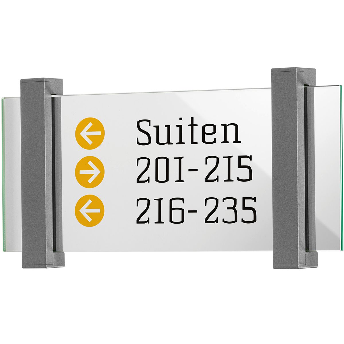 Wandschild, Modell Torino, ESG, 148 x 337 mm (H x B), optimiert für Rettungszeichen Wandschild, Modell Torino, ESG, 148 x 337 mm (H x B), optimiert für Rettungszeichen