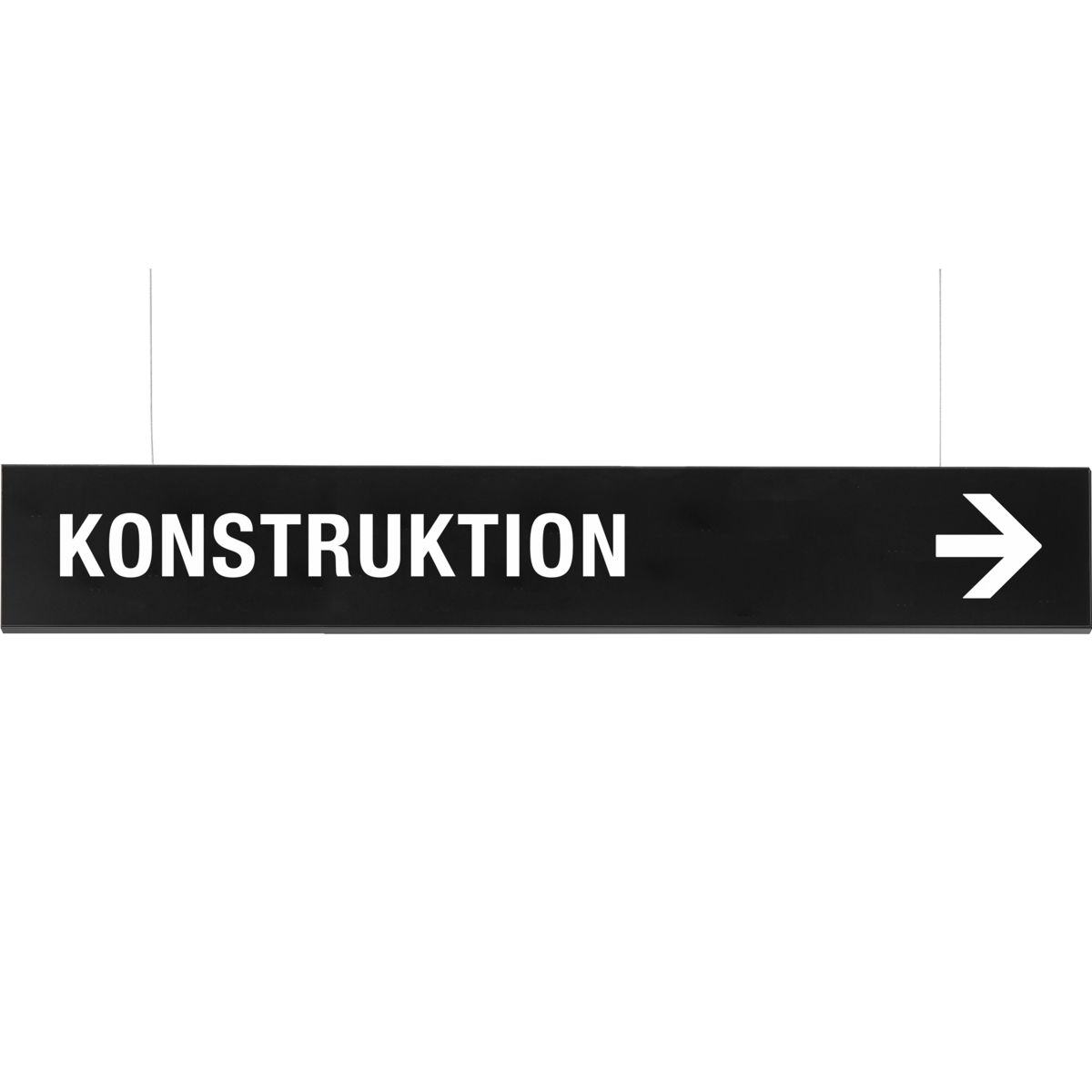 Deckenhänger (Hängeschild), Modell Madrid, 150 x 1.000 mm (H x B), Schwarz, Beschriftung direkt