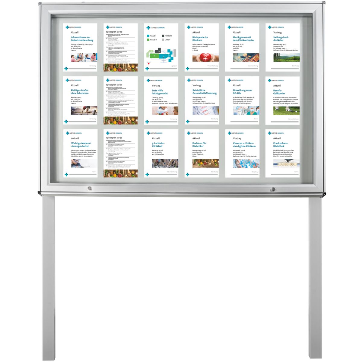 Schaukasten mit Standbeinen Modell A, 18 x DIN A4, Innen- und Außenbereich, einbetoniert Schaukasten mit Standbeinen Modell A, 18 x DIN A4, Innen- und Außenbereich, einbetoniert