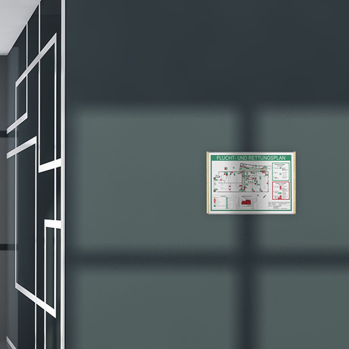 Wandschild, Modell LMH, ~ DIN A3, Querformat, Holzrahmen Ahorn kombiniert mit silbernem Aluminium