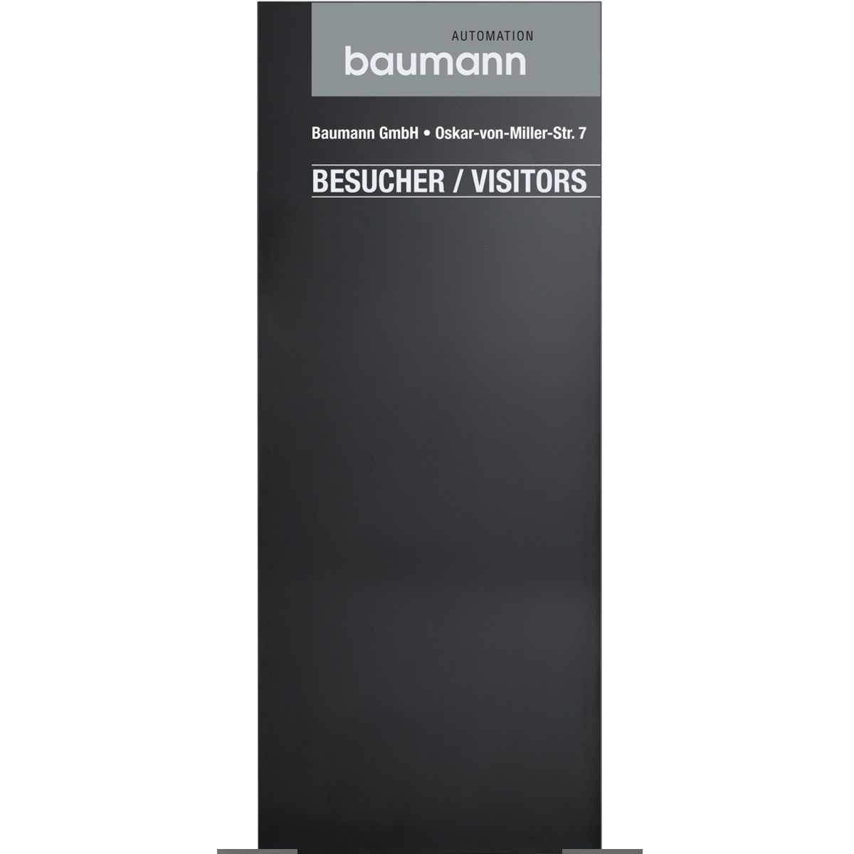 Außenaufsteller, Modell Madrid, 2.500 x 1.000 x 80 mm (H x B x T), Hochformat, Schwarz, inkl. Flanschplatten