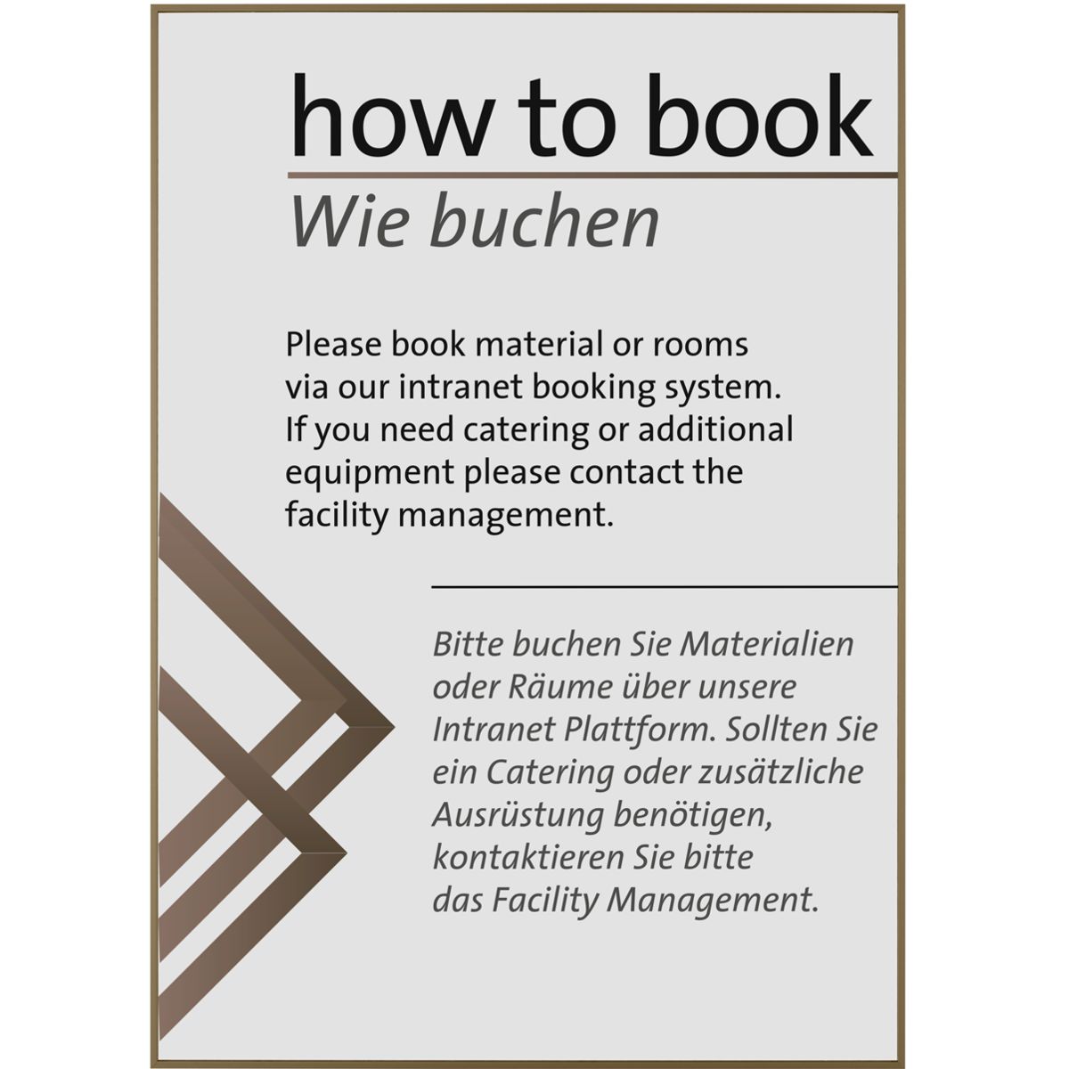 Wandschild, Modell Madrid, ~ DIN A3, Hochformat, Bronze, Beschriftung mit Einleger