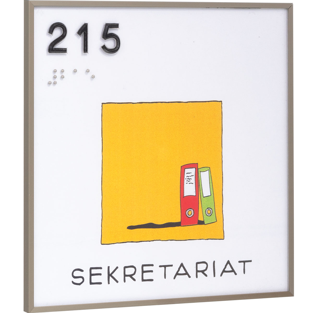 Taktiles Türschild, Modell Madrid, 150 x 150 mm, Bronze, Klebemontage, Braille mit hochwertiger Kugeltechnik