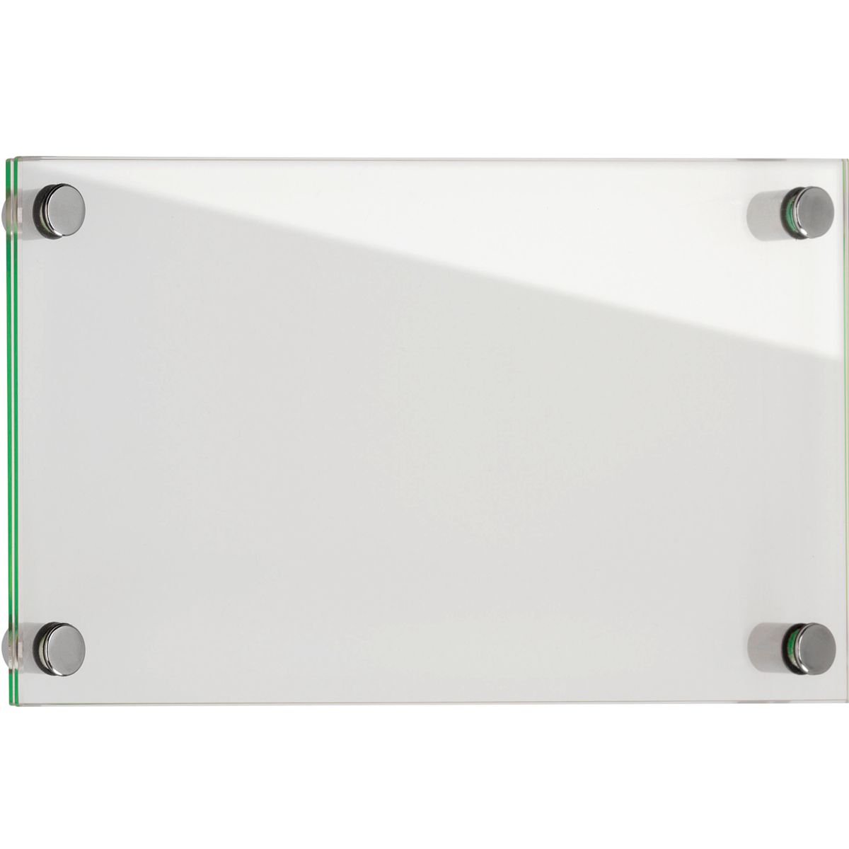 Wandschilder, Modell Galerie, ESG, 148 x 297 mm (H x B), 4 Abstandhalter (25 mm Wandabstand, mit Bolzen), optimiert für Rettungszeichen