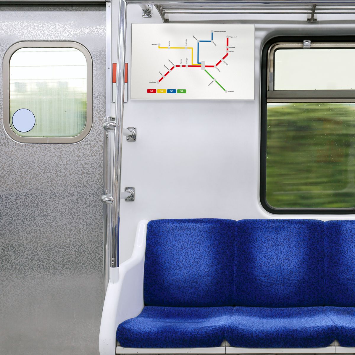 Wandschild, Modell Madrid, ~ DIN A2, Querformat, Silber, Beschriftung mit Einleger