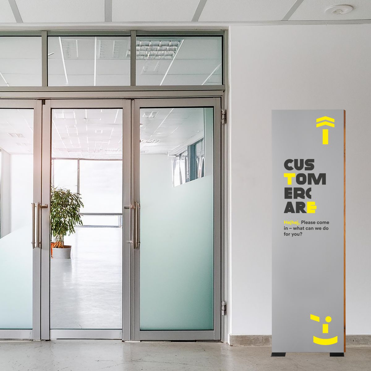 Innenaufsteller (Infostele), Modell LMH, 2.000 x 600 mm (H x B), Silber, Eiche