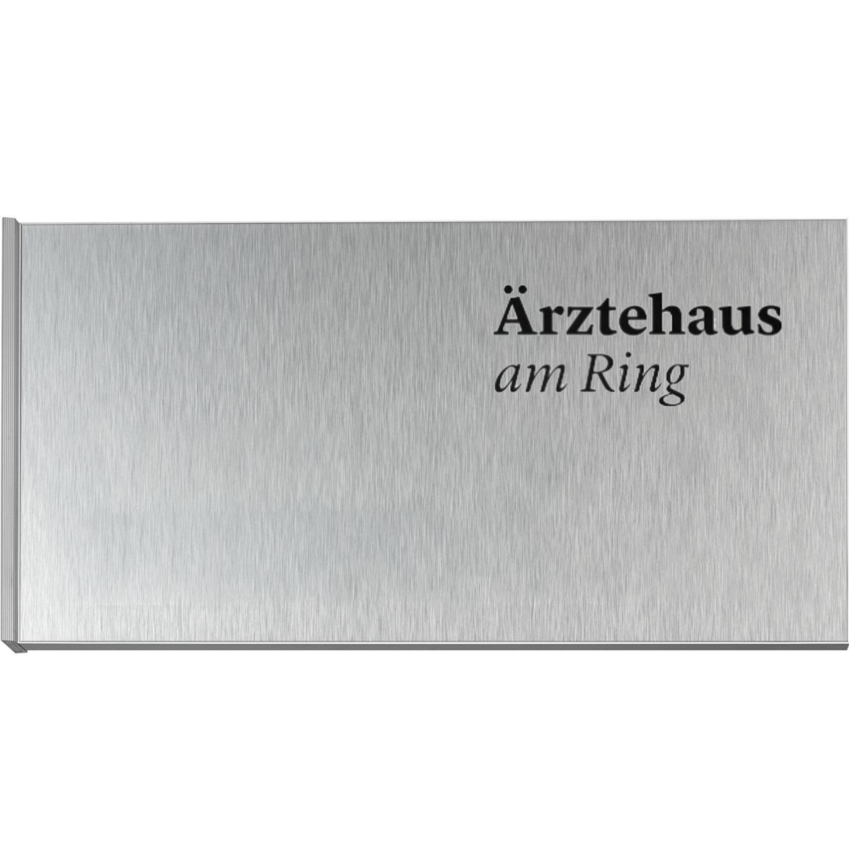 Fahnenschild (Nasenschild), Modell Rio, Beschriftung direkt Fahnenschild (Nasenschild), Modell Rio, Beschriftung direkt