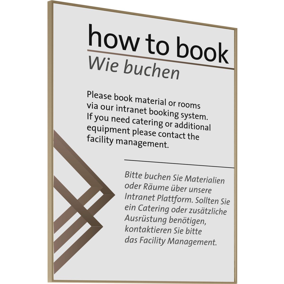 Wandschild, Modell Madrid, ~ DIN A3, Hochformat, Bronze, Beschriftung mit Einleger