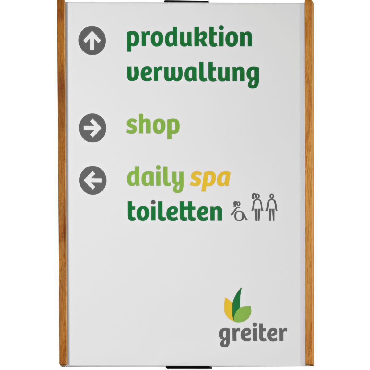 Wandschild, Modell LMH, ~ DIN A3, Hochformat, Holzrahmen Eiche, mit Kappen