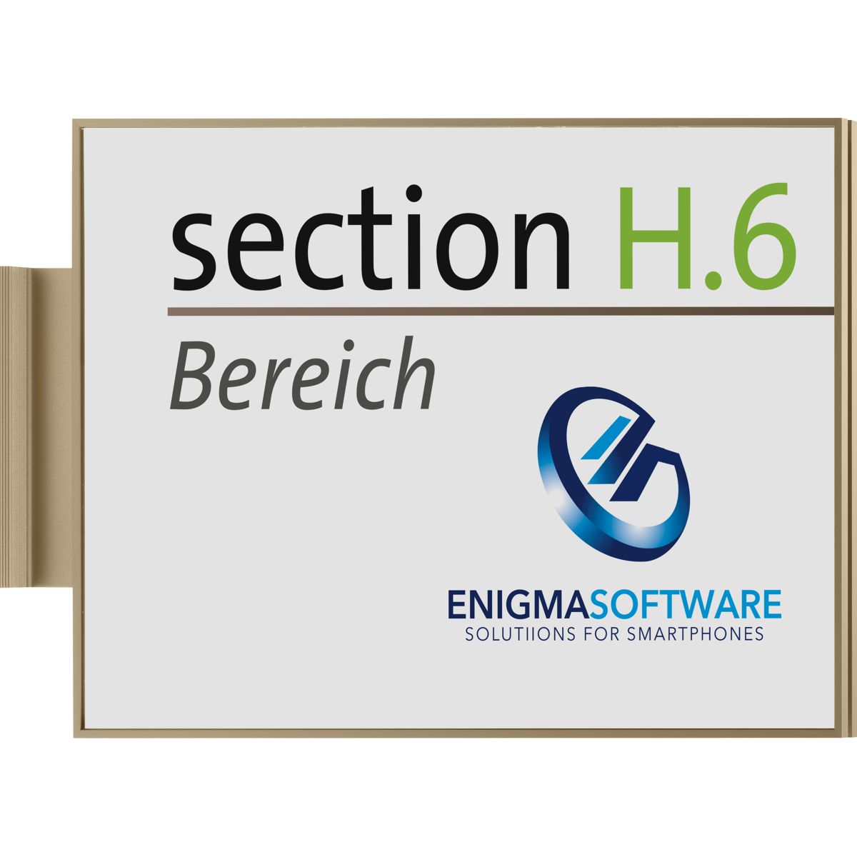 Fahnenschild (Nasenschild), Modell Madrid, ~ DIN A4, Bronze, Querformat, Beschriftung mit Einleger