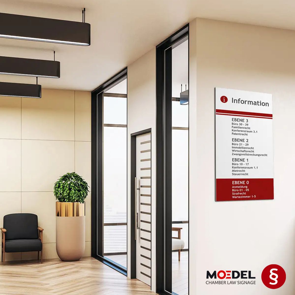 Kanzleischild aus Aluminium, 650 x 650 mm, Silber, Beschriftung direkt auf den Artikel