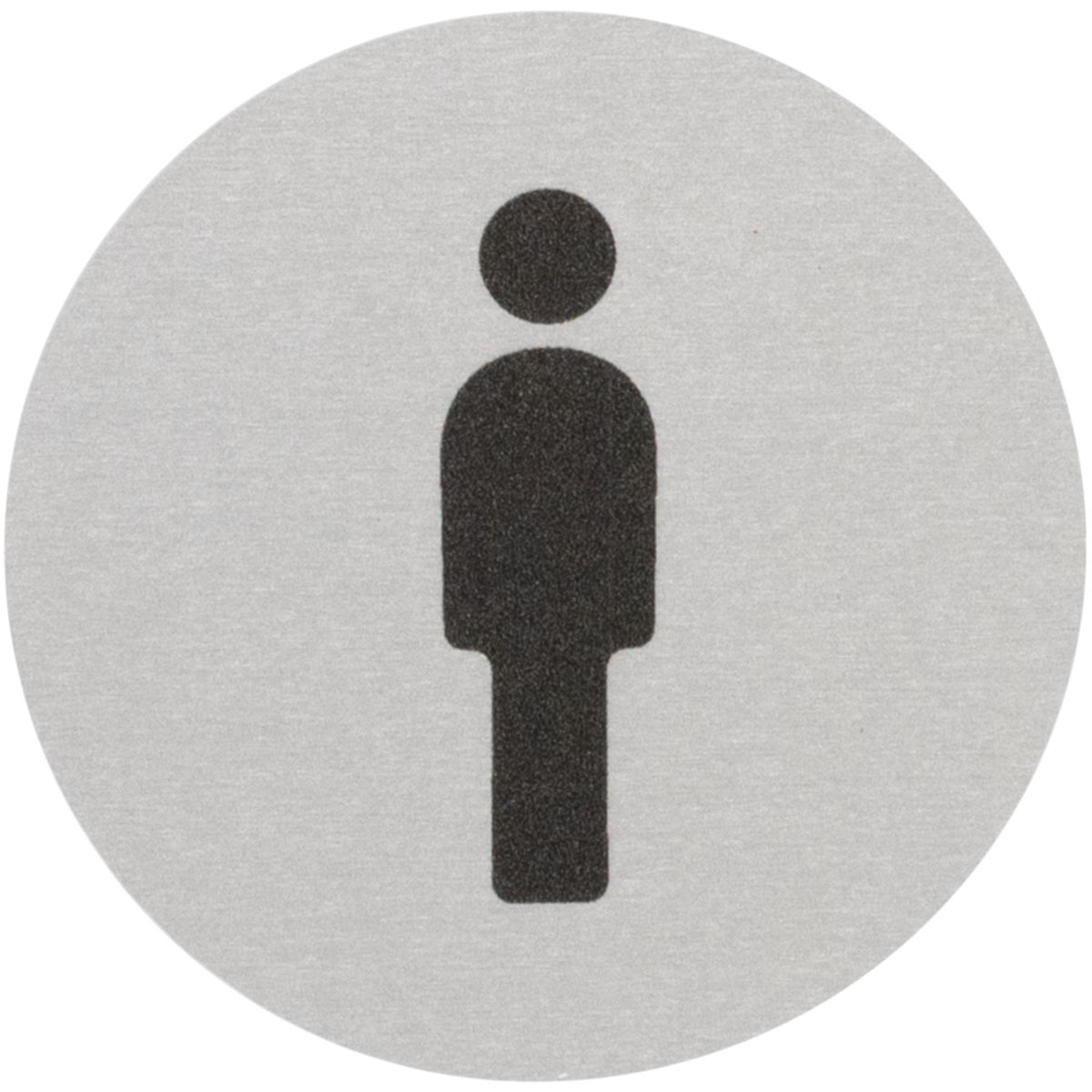 WC Schild Herren aus Aluminium, Silber, 60 mm Durchmesser, Klebemontage