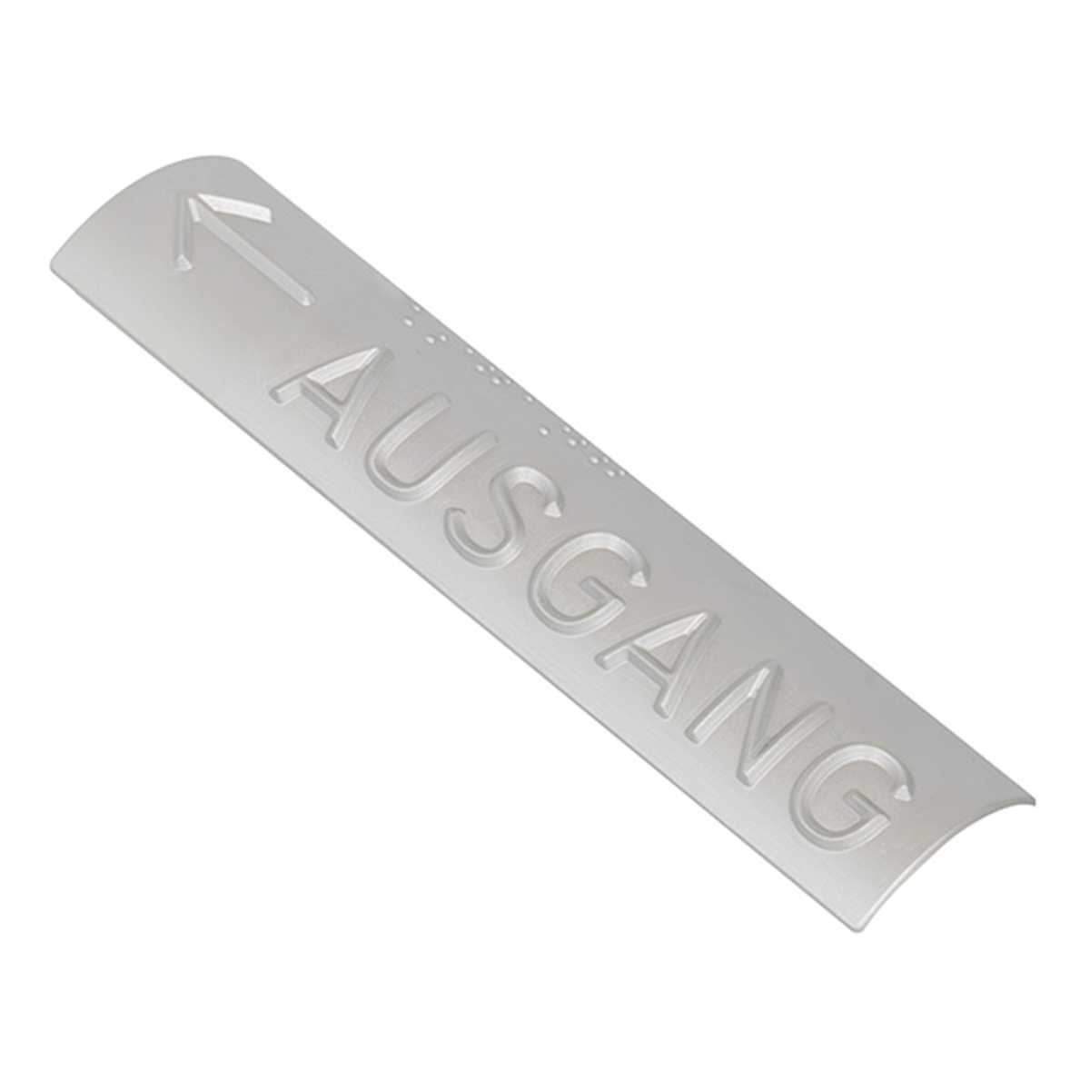 Handlaufschild aus Aluminium, ← AUSGANG, Handlauf rund