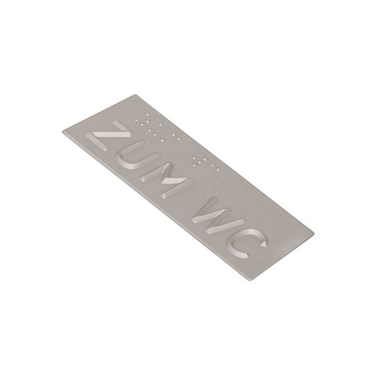 Handlaufschild aus Aluminium, ZUM mit max. 2 Zeichen, z. B. ZUM OG, Handlauf flach