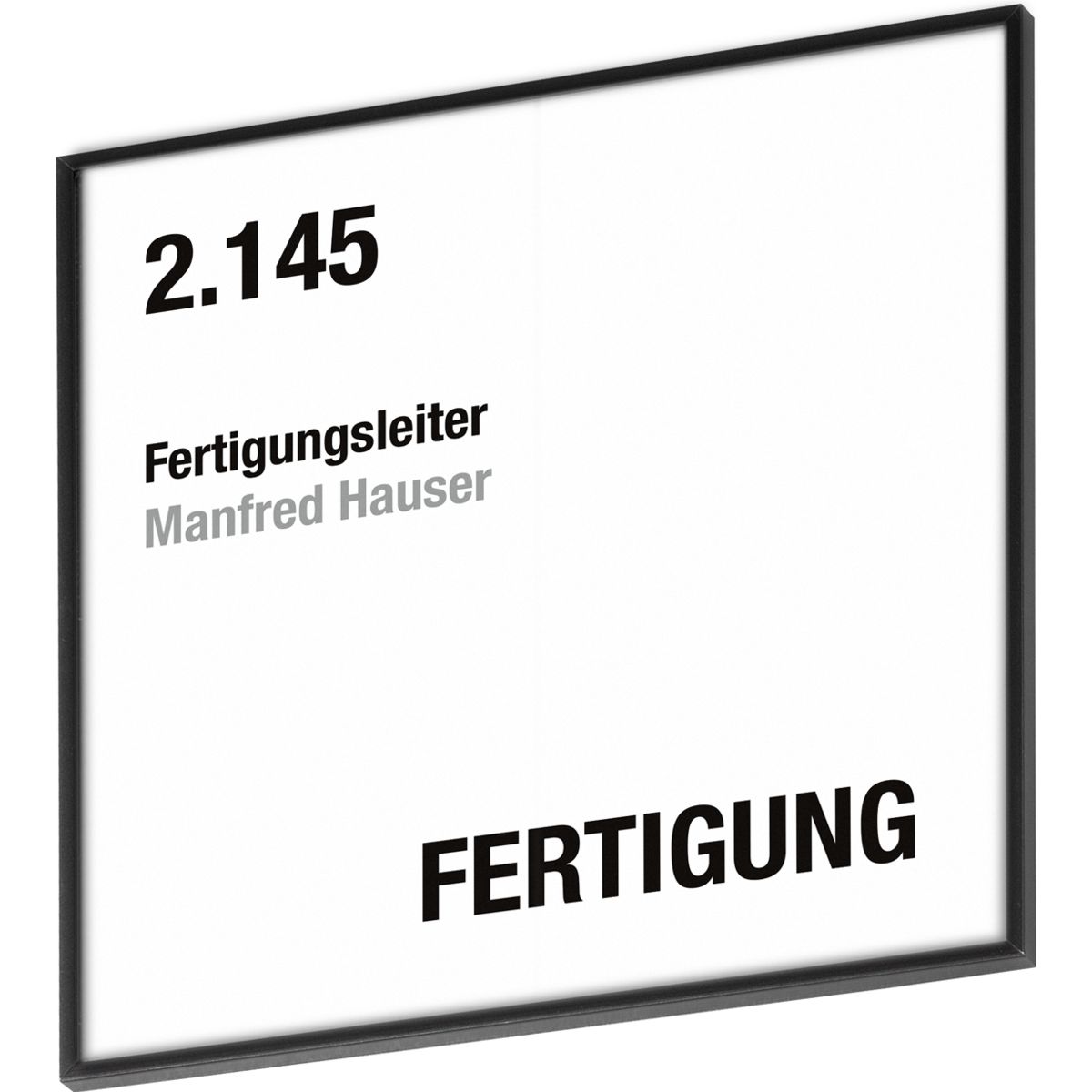 Türschild, Modell Madrid, 150 x 150 mm, Schwarz, Klebemontage, Entnahmesicher Türschild, Modell Madrid, 150 x 150 mm, Schwarz, Klebemontage, Entnahmesicher