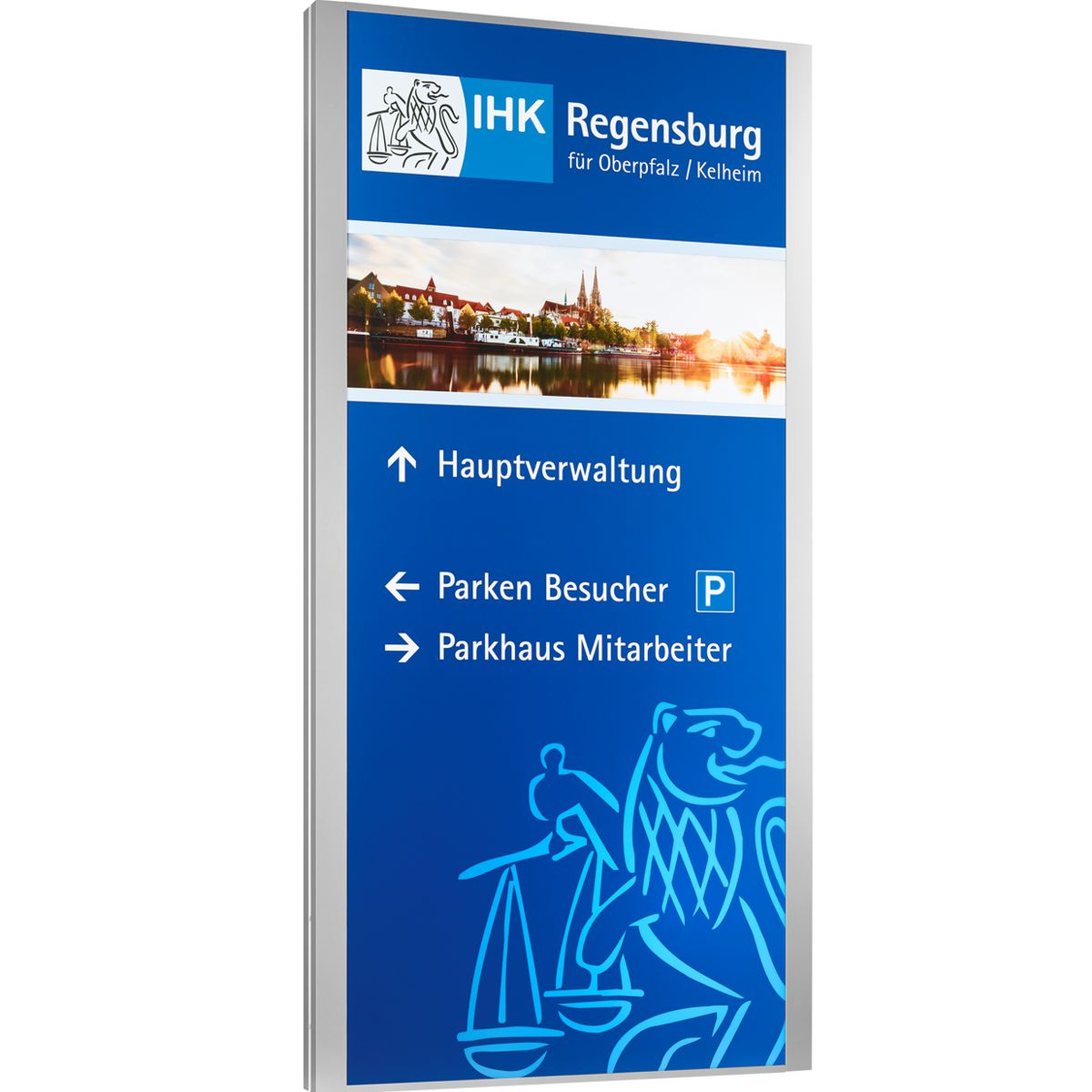 Außenaufsteller, Modell Madrid, 2.500 x 1.250 x 113 mm (H x B x T), Hochformat, inkl. einseitiger LED-Beleuchtung, zum Einbetonieren