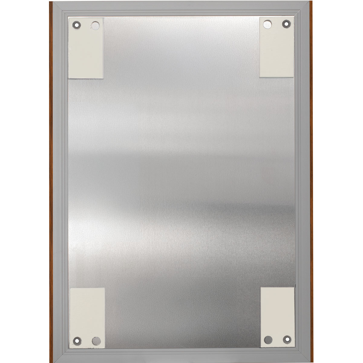 Wandschild, Modell LMH, ~ DIN A3, Hochformat, Holzrahmen Nussbaum kombiniert mit silbernem Aluminium