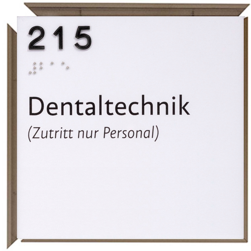 Taktiles Türschild, Modell Madrid Plus, 150 x 150 mm, Bronze, Kugeltechnik