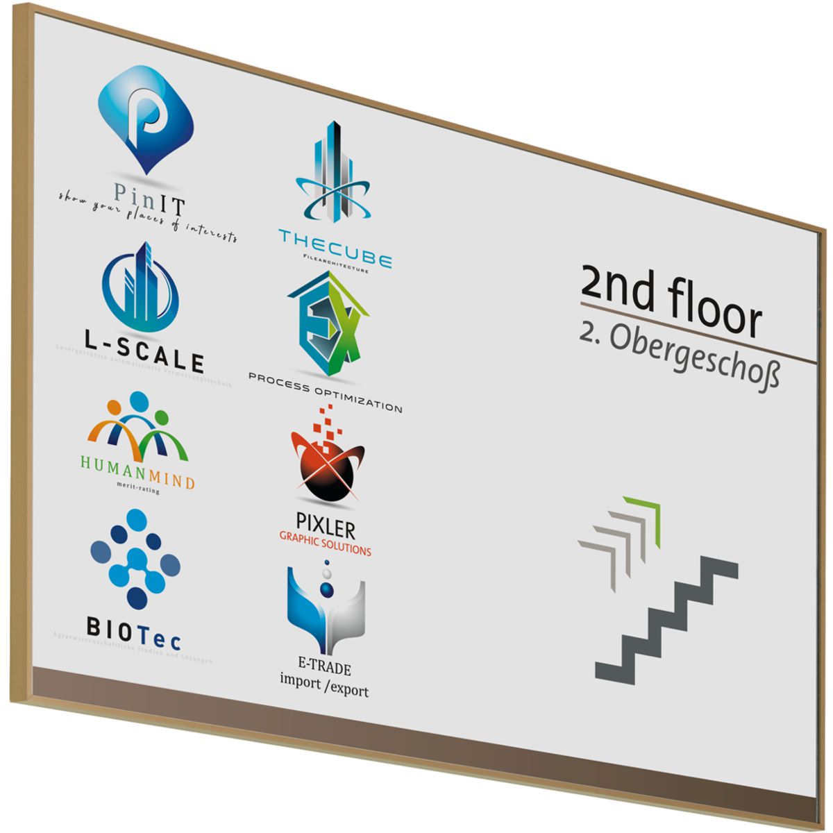 Wandschild, Modell Madrid, ~ DIN A3, Querformat, Bronze, Beschriftung mit Einleger