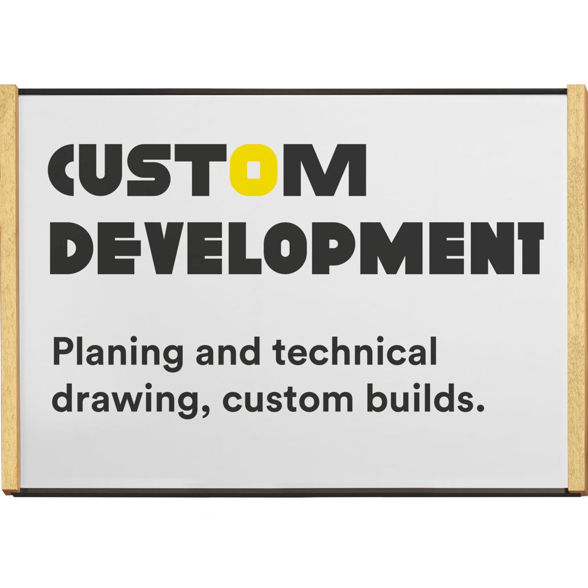 Wandschild, Modell LMH, ~ DIN A4, Querformat, Holzrahmen Ahorn kombiniert mit schwarzem Aluminium