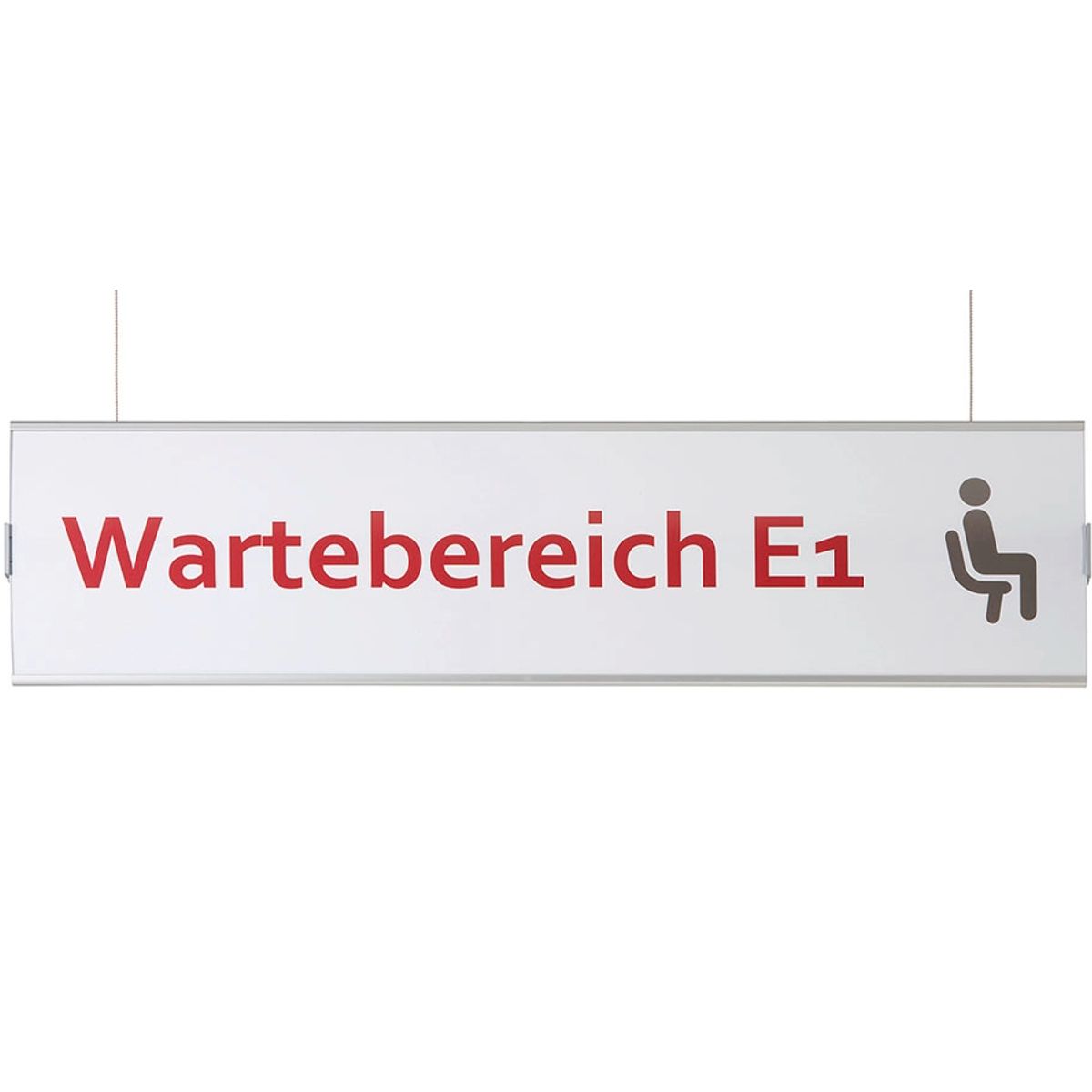 Deckenhänger (Hängeschild), Modell Frankfurt, 155 x 600 mm (H x B), Beschriftung direkt