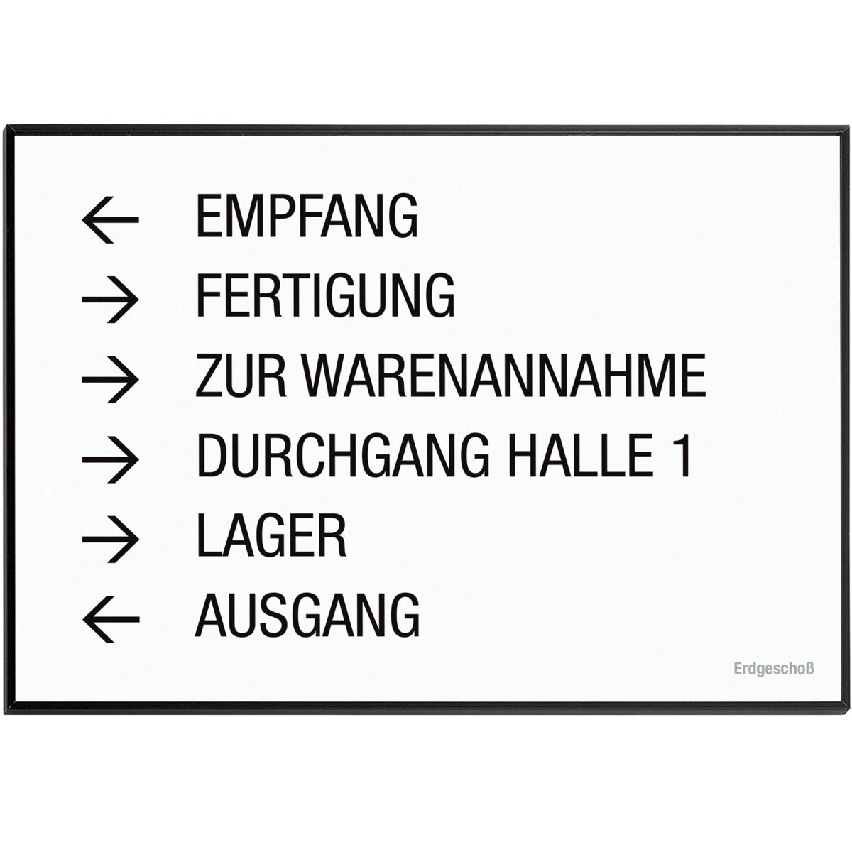 Wandschild, Modell Madrid, ~ DIN A3, Querformat, Schwarz, Beschriftung mit Einleger