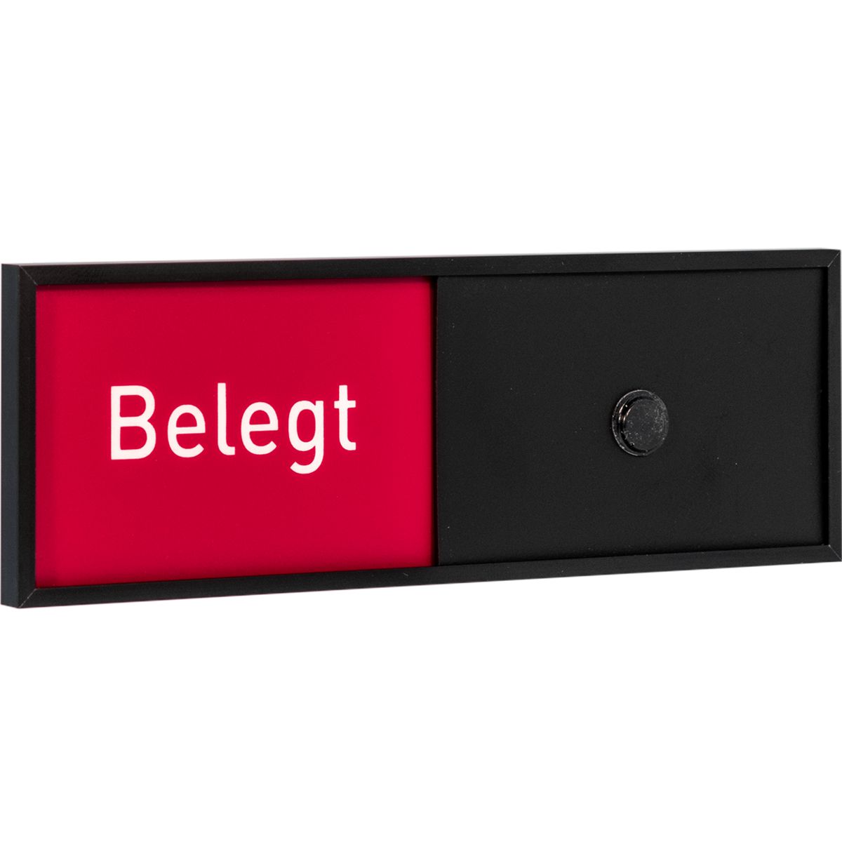Frei Besetzt Schild, Modell Madrid, 50 x 150 mm (H x B), Schwarz, Sprachen: deutsch, englisch, französisch, spanisch und italienisch