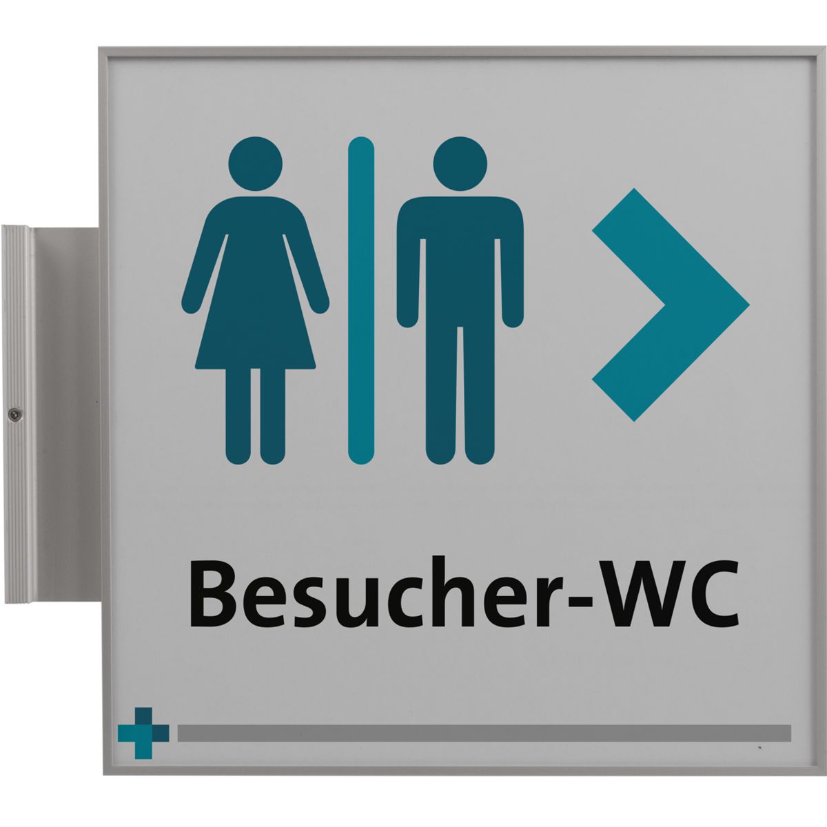 Fahnenschild (Nasenschild), Modell Madrid, 212 x 212 mm, Silber, Querformat, Beschriftung mit Einleger