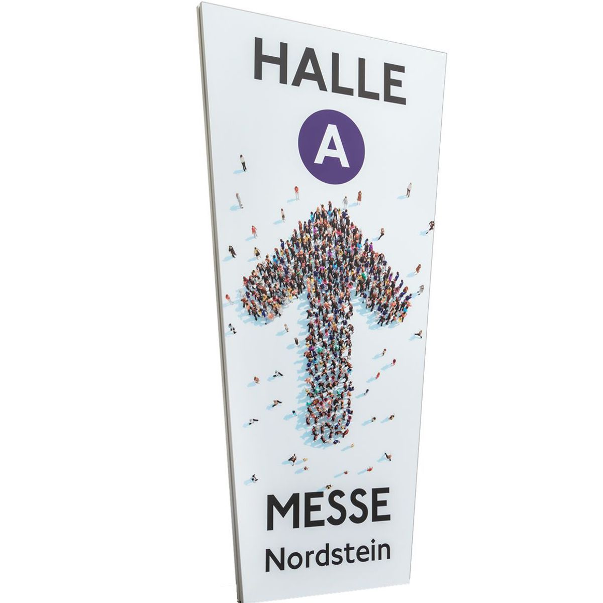 Außenaufsteller, Modell Madrid Trapez, 3.000 x 1.500 x 80 mm (H x B x T), Hochformat, Silber, zum Einbetonieren Außenaufsteller, Modell Madrid Trapez, 3.000 x 1.500 x 80 mm (H x B x T), Hochformat, Silber, zum Einbetonieren
