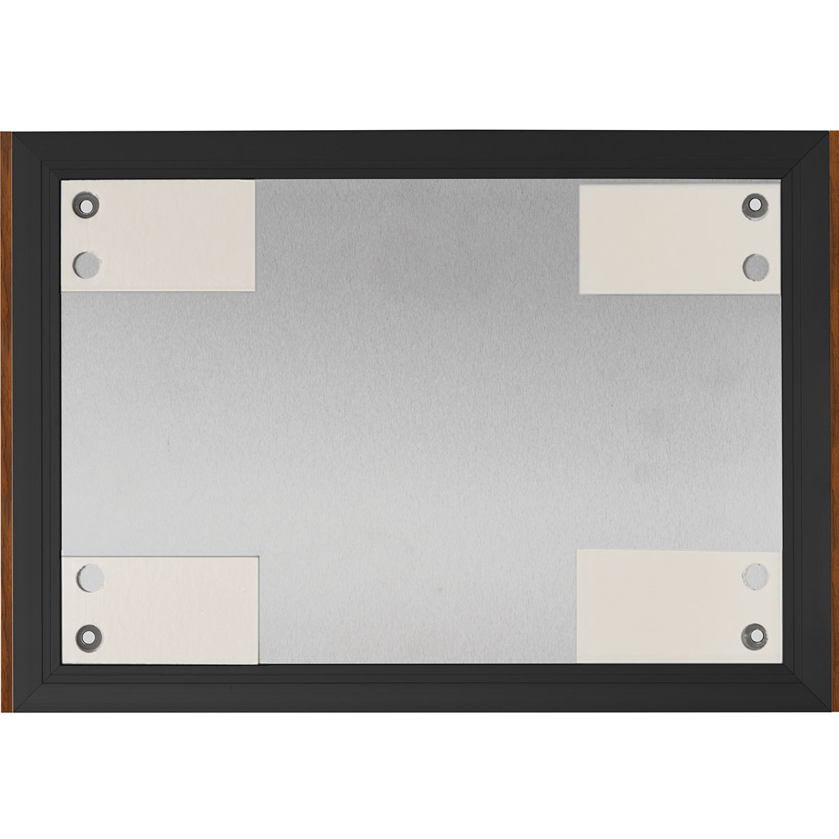 Wandschild, Modell LMH, ~ DIN A4, Querformat, Holzrahmen Nussbaum kombiniert mit schwarzem Aluminium