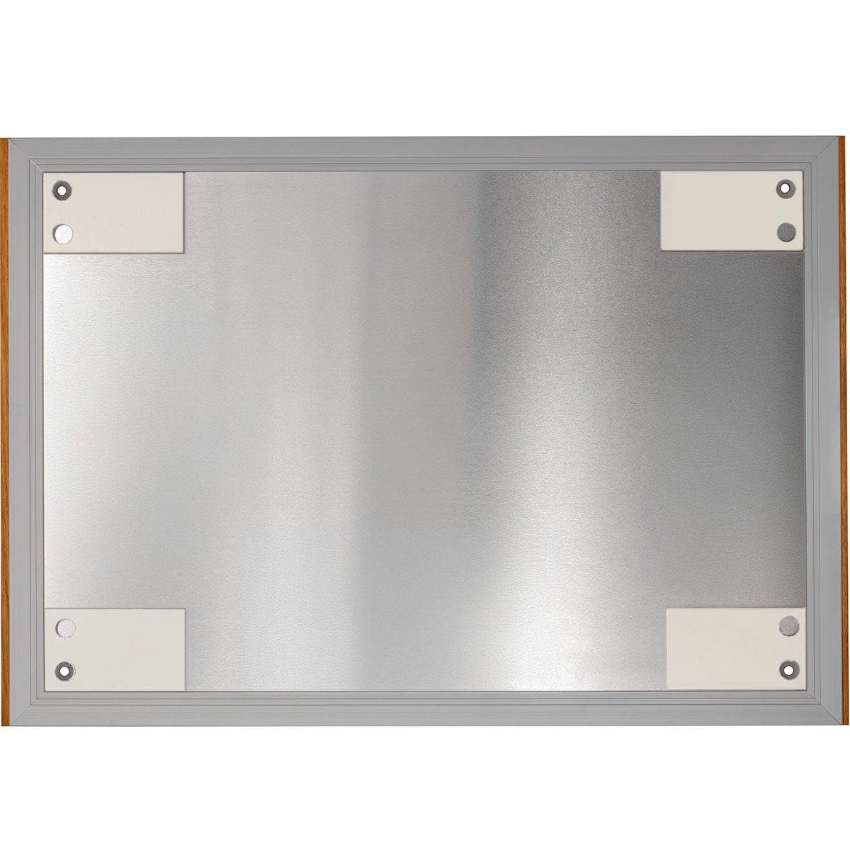 Wandschild, Modell LMH, ~ DIN A3, Querformat, Holzrahmen Eiche kombiniert mit silbernem Aluminium
