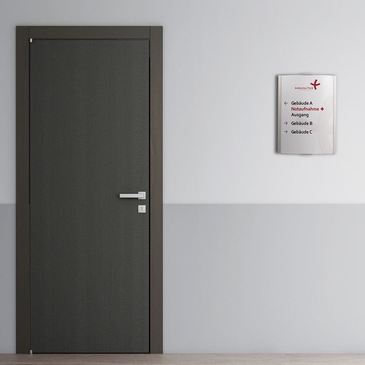 Wandschild, Modell Frankfurt, ~DIN A3 Hochformat, Silber