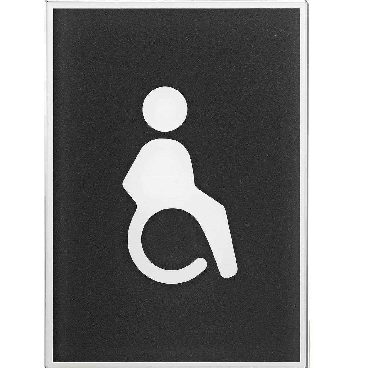 WC Schild Barrierefrei aus Glas mit dunkelgrauem Motiv, 148 x 105 mm (H x B), Klebemontage