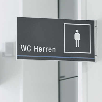 Fahnenschild (Nasenschild) aus Aluminium als WC Schild Fahnenschild (Nasenschild) aus Aluminium als WC Schild