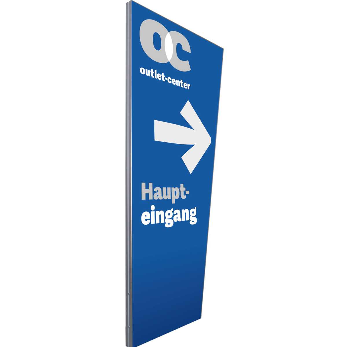 Außenaufsteller, Modell Madrid Segel, 3.000 x 1.500 x 80 mm (H x B x T), Hochformat, Silber, zum Einbetonieren