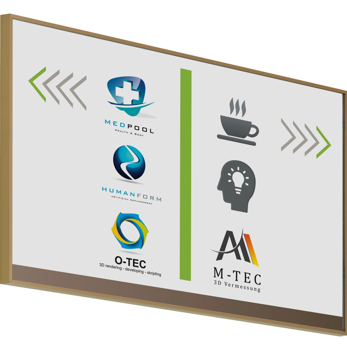 Wandschild, Modell Madrid, ~ DIN A4, Querformat, Bronze, Beschriftung mit Einleger