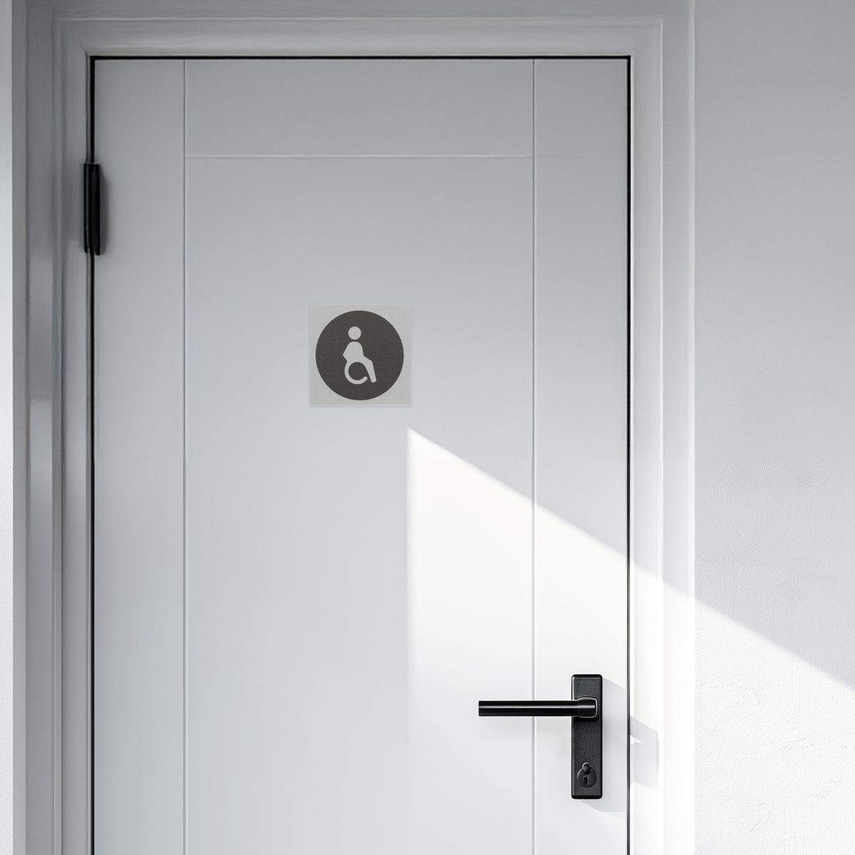 WC Schild Barrierefrei aus Aluminium, Silber, 80 x 80 mm, Klebemontage