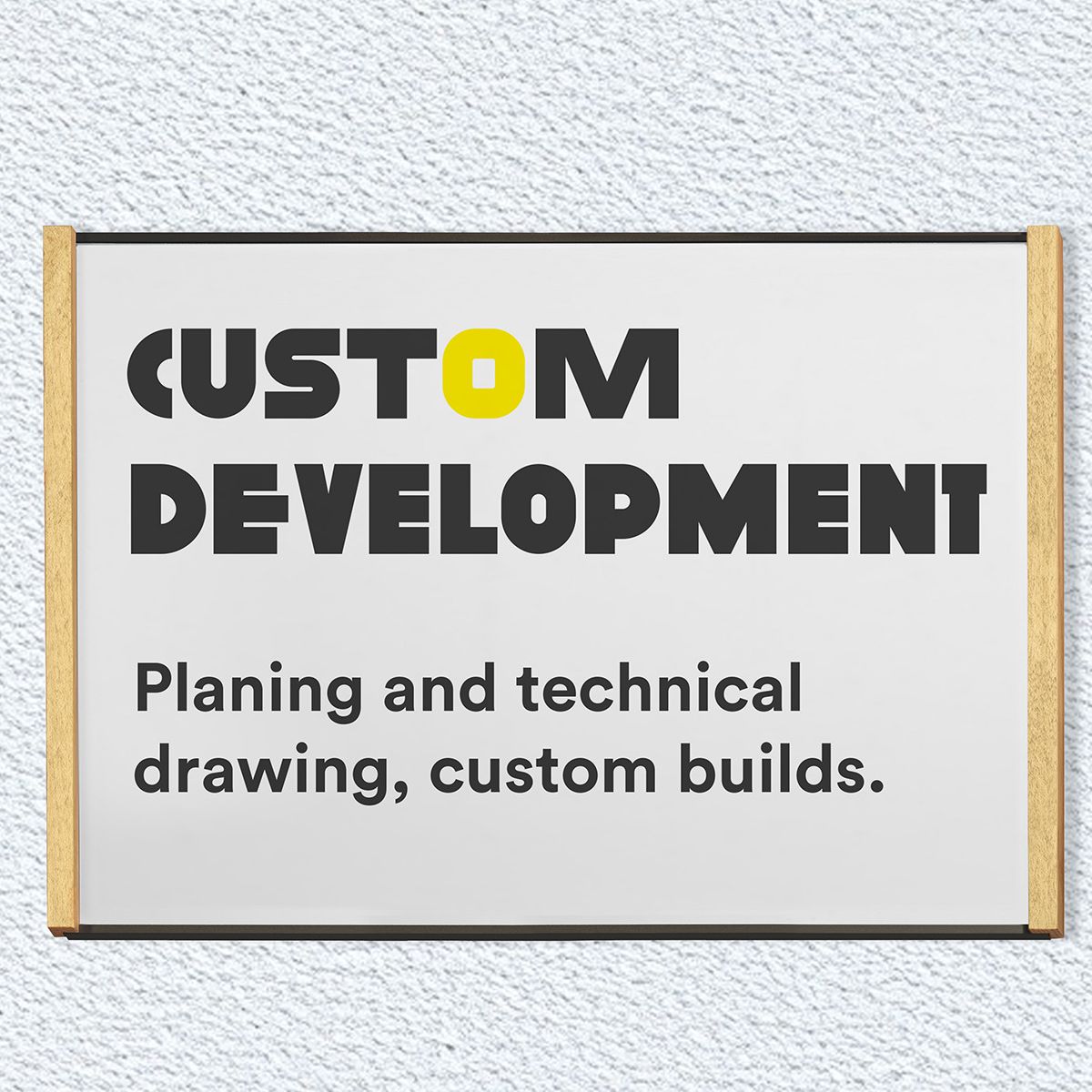 Wandschild, Modell LMH, ~ DIN A4, Querformat, Holzrahmen Ahorn kombiniert mit schwarzem Aluminium