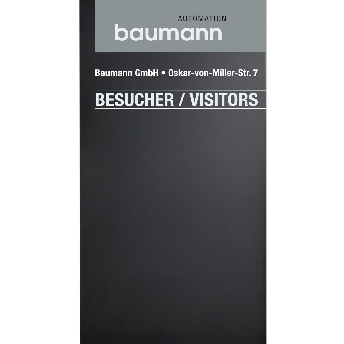 Außenaufsteller, Modell Madrid, 2.000 x 1.000 x 80 mm (H x B x T), Hochformat, Schwarz, zum Einbetonieren