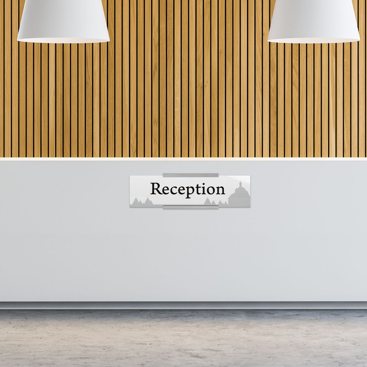 Wandschild, Modell Monaco, 210 x 800 mm (H x B), Beschriftung direkt