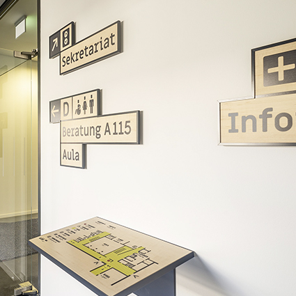 Wandschild (Wegweiser-Schild) aus Holz mit Lageplan Wandschild (Wegweiser-Schild) aus Holz mit Lageplan