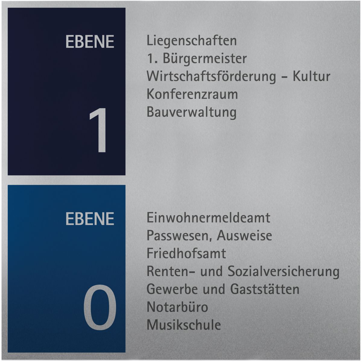 Wandschild, Modell Rio, 1.500 x 1.500 x 22 mm (H x B x T), Beschriftung direkt