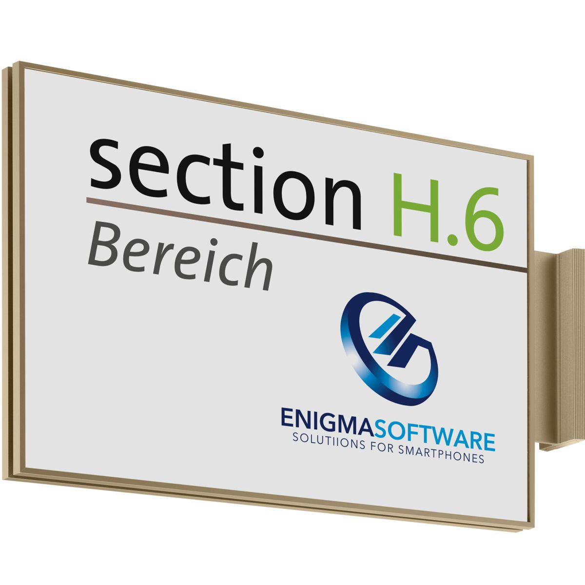 Fahnenschild (Nasenschild), Modell Madrid, ~ DIN A4, Bronze, Querformat, Beschriftung mit Einleger