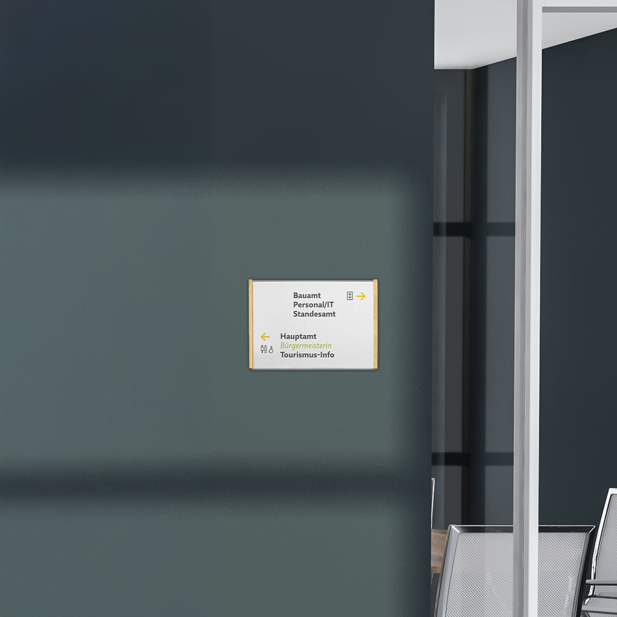 Wandschild, Modell LMH, ~ DIN A4, Querformat, Holzrahmen Ahorn kombiniert mit silbernem Aluminium