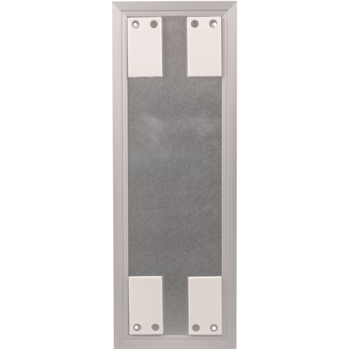 Wandschild, Modell Madrid, 422 x 150 mm (H x B), Hochformat, Silber, Beschriftung mit Einleger