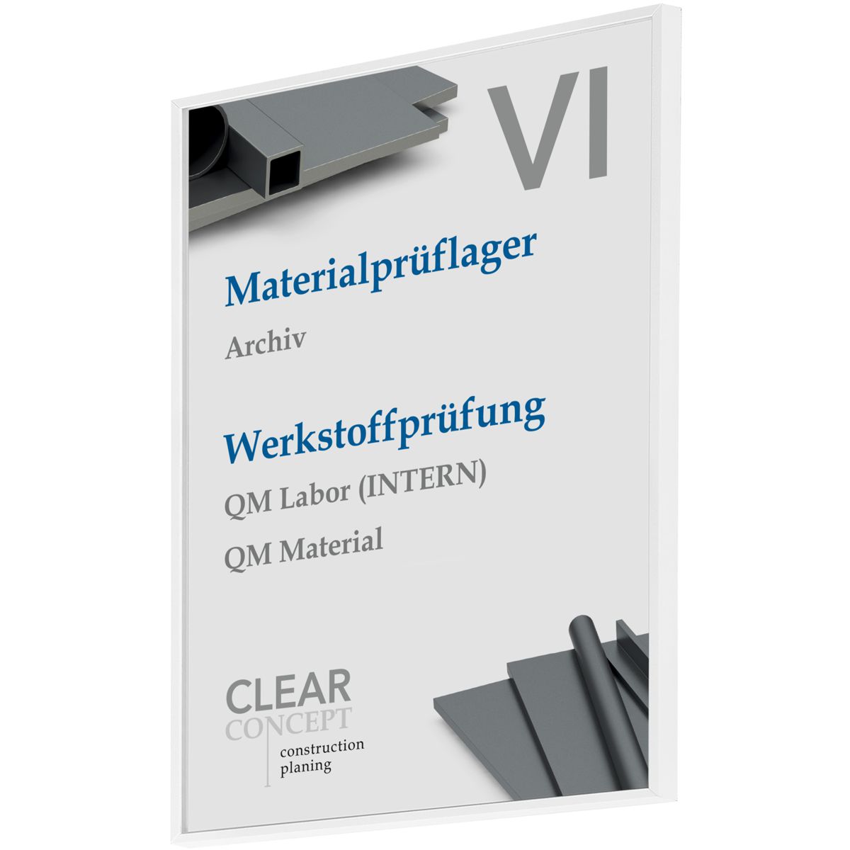 Türschild, Modell Madrid, ~ DIN A5, Weiß, Hochformat, Schraub- oder Klebemontage