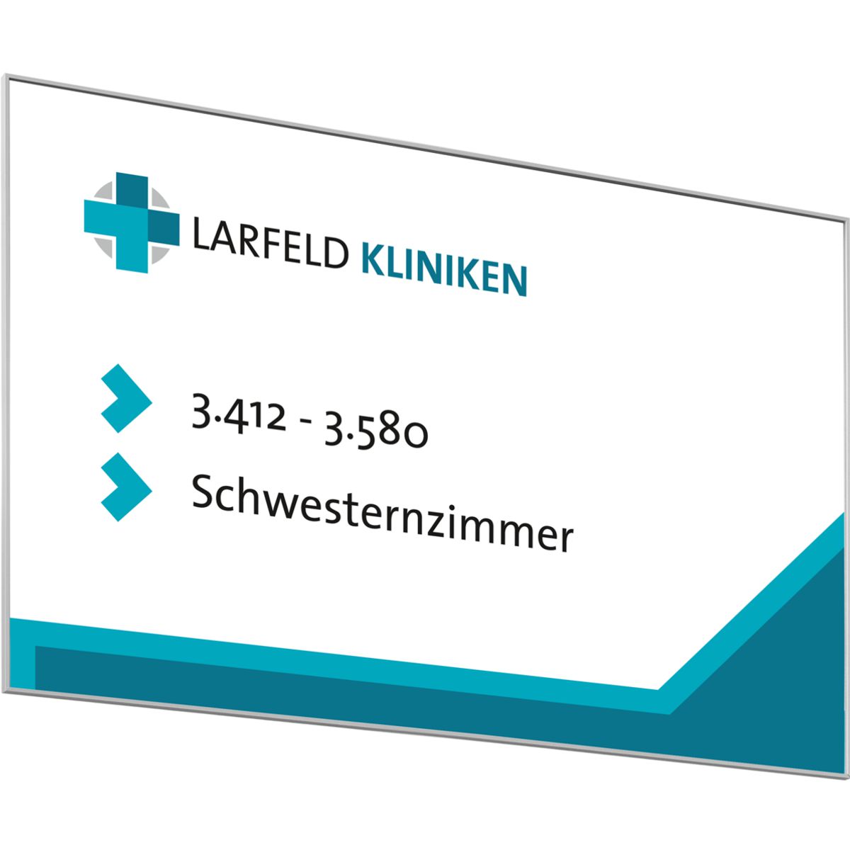 Wandschild, Modell Madrid, ~ DIN A2, Querformat, Silber, Beschriftung mit Einleger