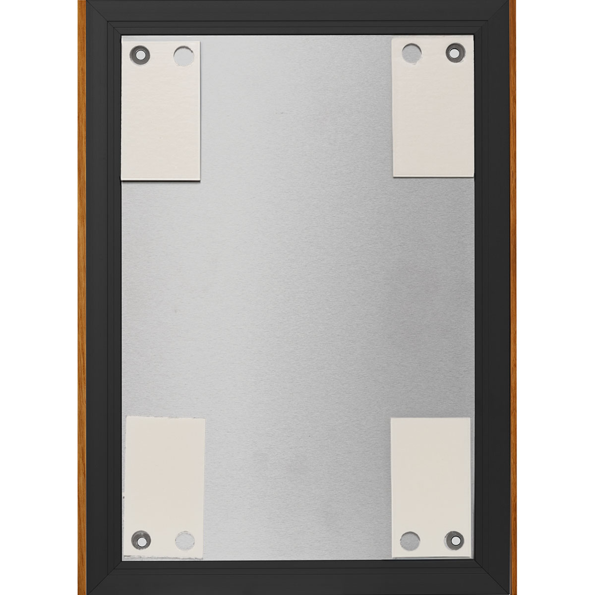 Wandschild, Modell LMH, ~ DIN A4, Hochformat, Holzrahmen Eiche kombiniert mit schwarzem Aluminium